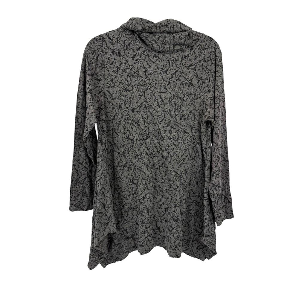 Chalet et ceci Medium Gray Cowl neck Burnout Tunic Long Sleeve Asymmetrical hem - Picture 4 of 9